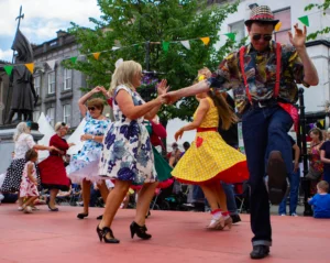 People dancing at the Enniscorthy Rocking Food Fest 