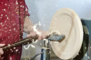 Robert O'Connor at work woodturning